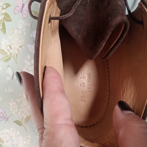 rag & bone Chocolate Brown Suede Platform 5" Heel Lace Up Booties Size 38 US 8 - Picture 8 of 11